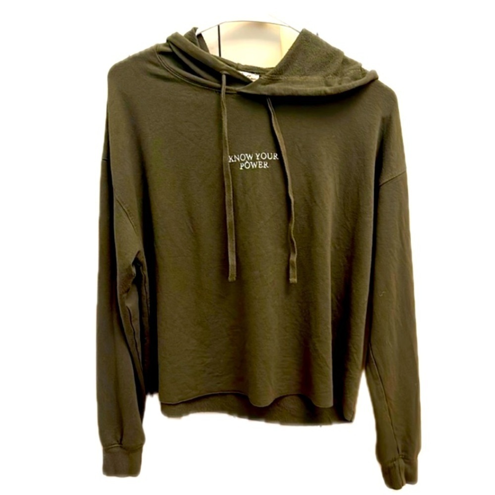 WOMENS EXPRESS ONE ELEVEN HOODIE GREEN KNOW YOUR POWER SIZE SMALL